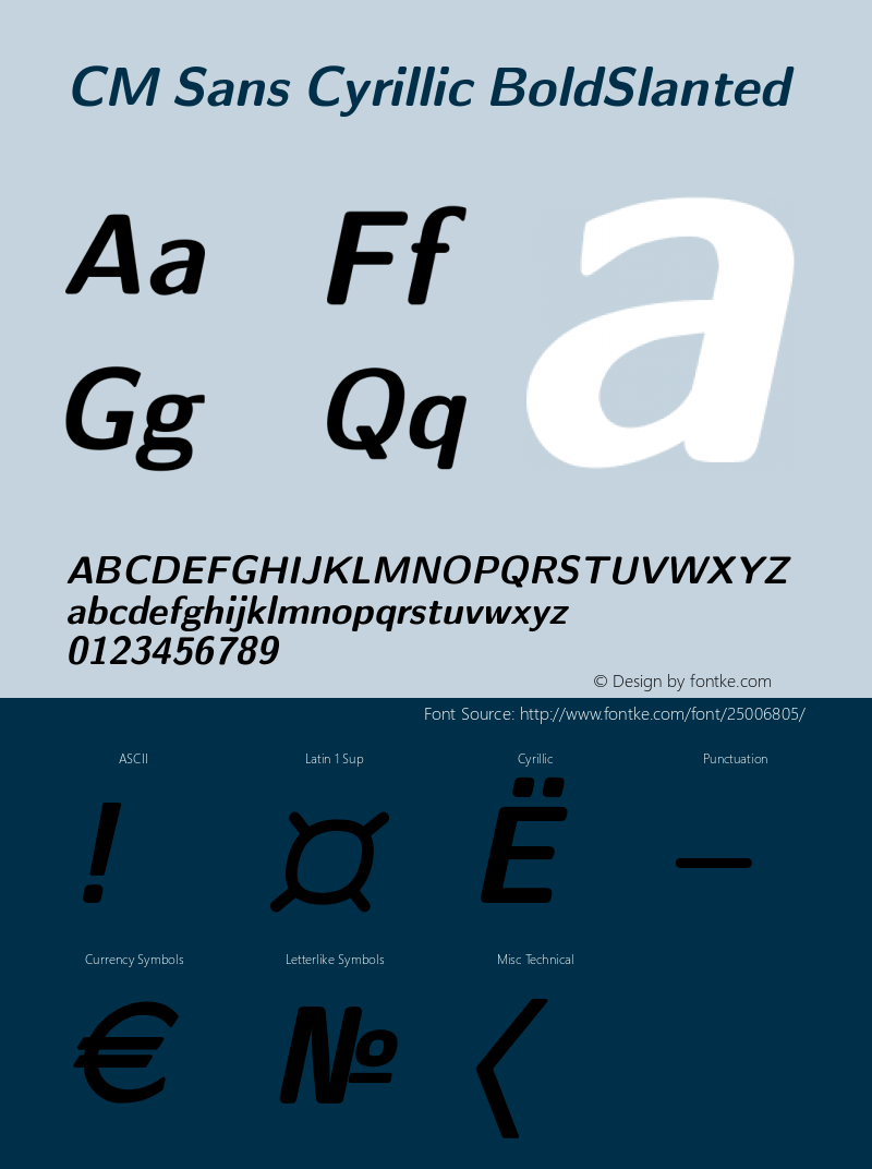 Computer Modern Sans Cyrillic Bold Slanted Version 001.001图片样张