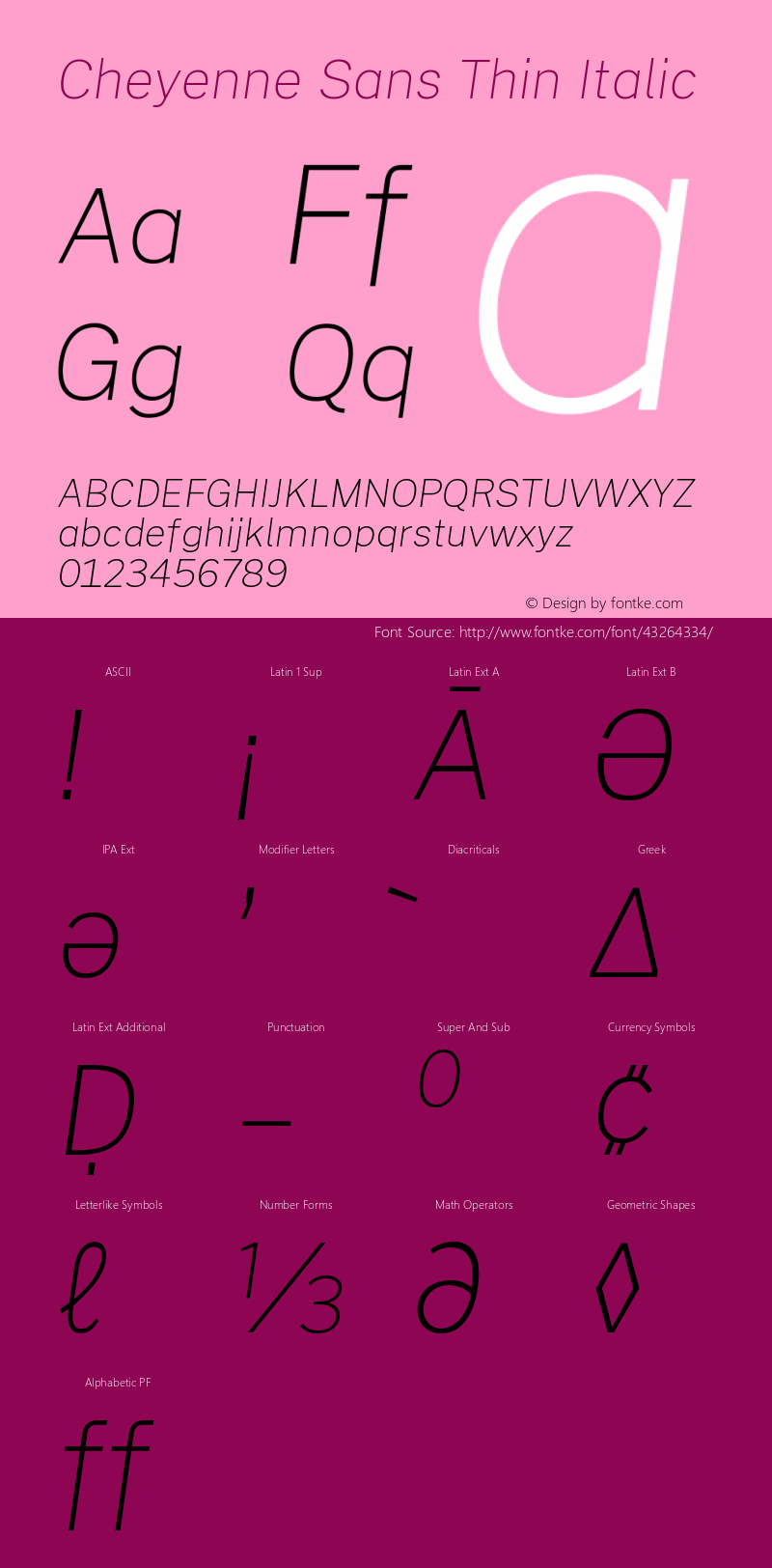 Cheyenne Sans Thin Italic Version 1.00;October 26, 2019;FontCreator 12.0.0.2547 64-bit图片样张