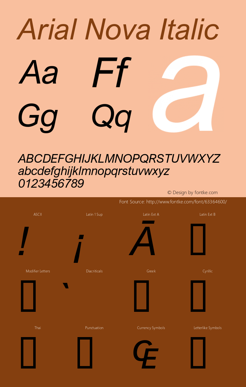 Arial Nova Italic Version 1.01图片样张