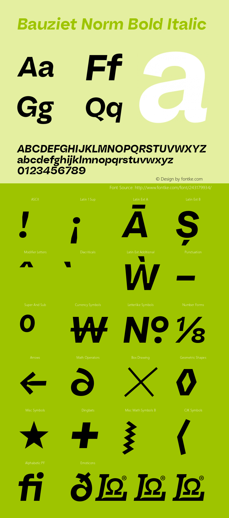 Bauziet Norm Bold Italic Version 1.000;hotconv 1.0.109;makeotfexe 2.5.65596图片样张