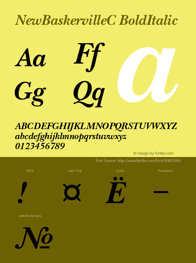 NewBaskervilleC BoldItalic Version 001.000图片样张