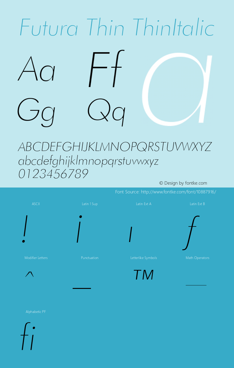 Futura Thin ThinItalic Version 1.000图片样张