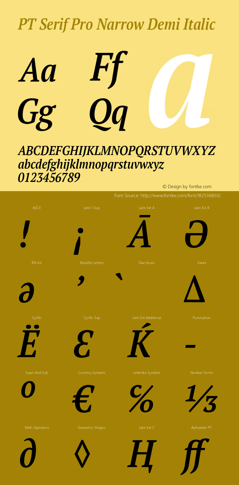 PT Serif Pro Narrow Demi Italic Version 1.000图片样张