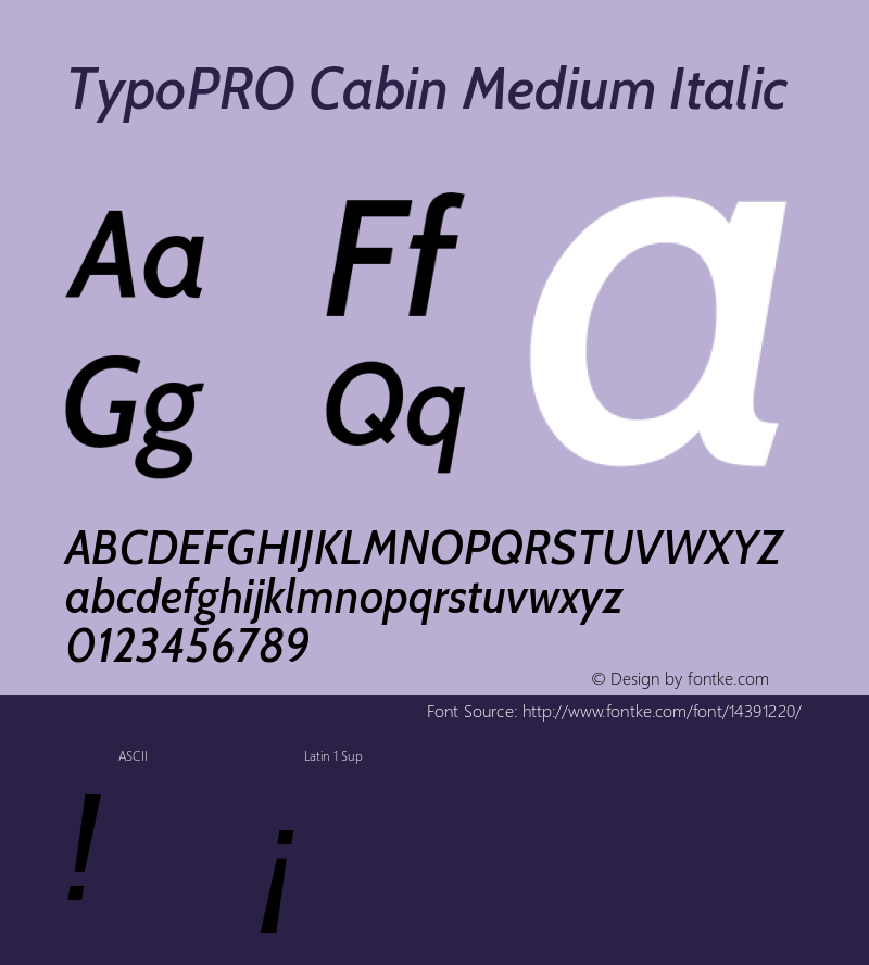 TypoPRO Cabin Medium Italic Version 1.005图片样张