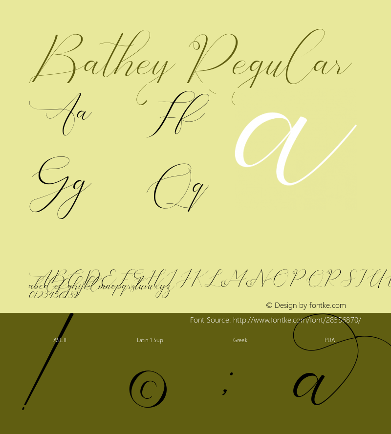 Bathey Version 1.00;January 22, 2019;FontCreator 11.5.0.2421 64-bit图片样张