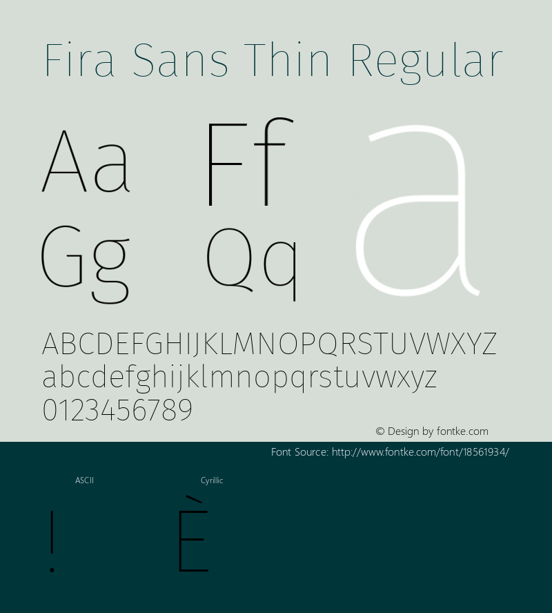 Fira Sans Thin Regular Version 4.203;PS 004.203;hotconv 1.0.88;makeotf.lib2.5.64775; ttfautohint (v1.4.1)图片样张