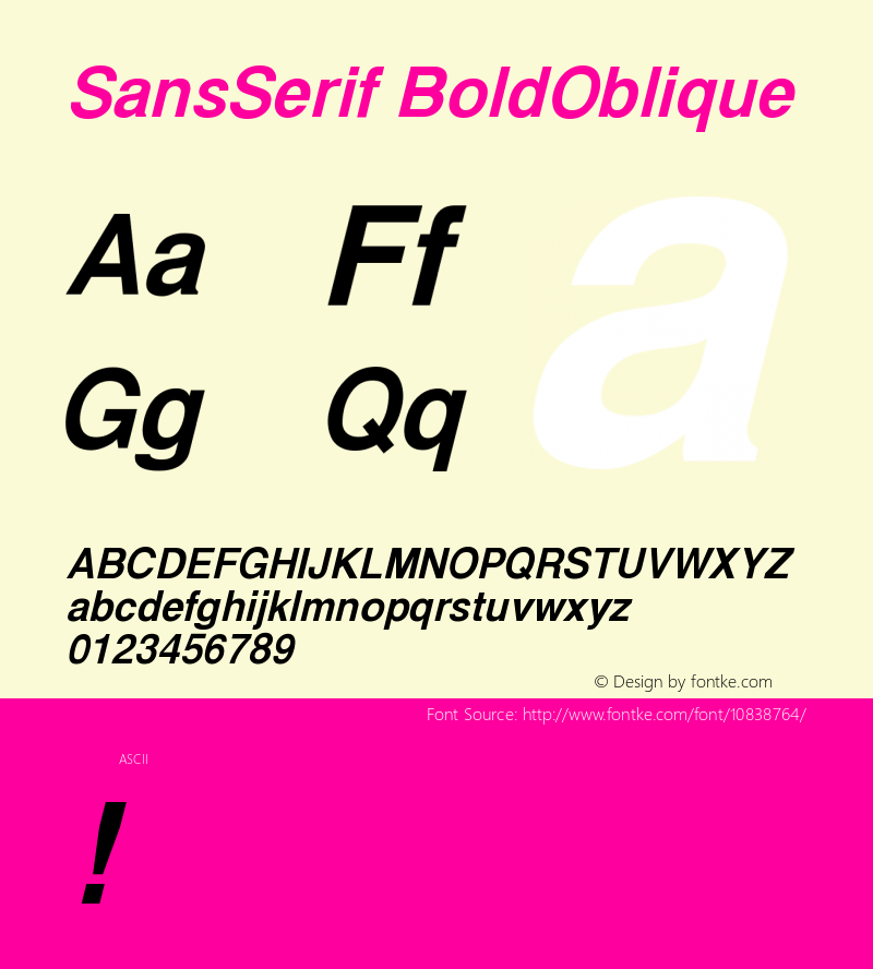 SansSerif BoldOblique Version 001.000图片样张