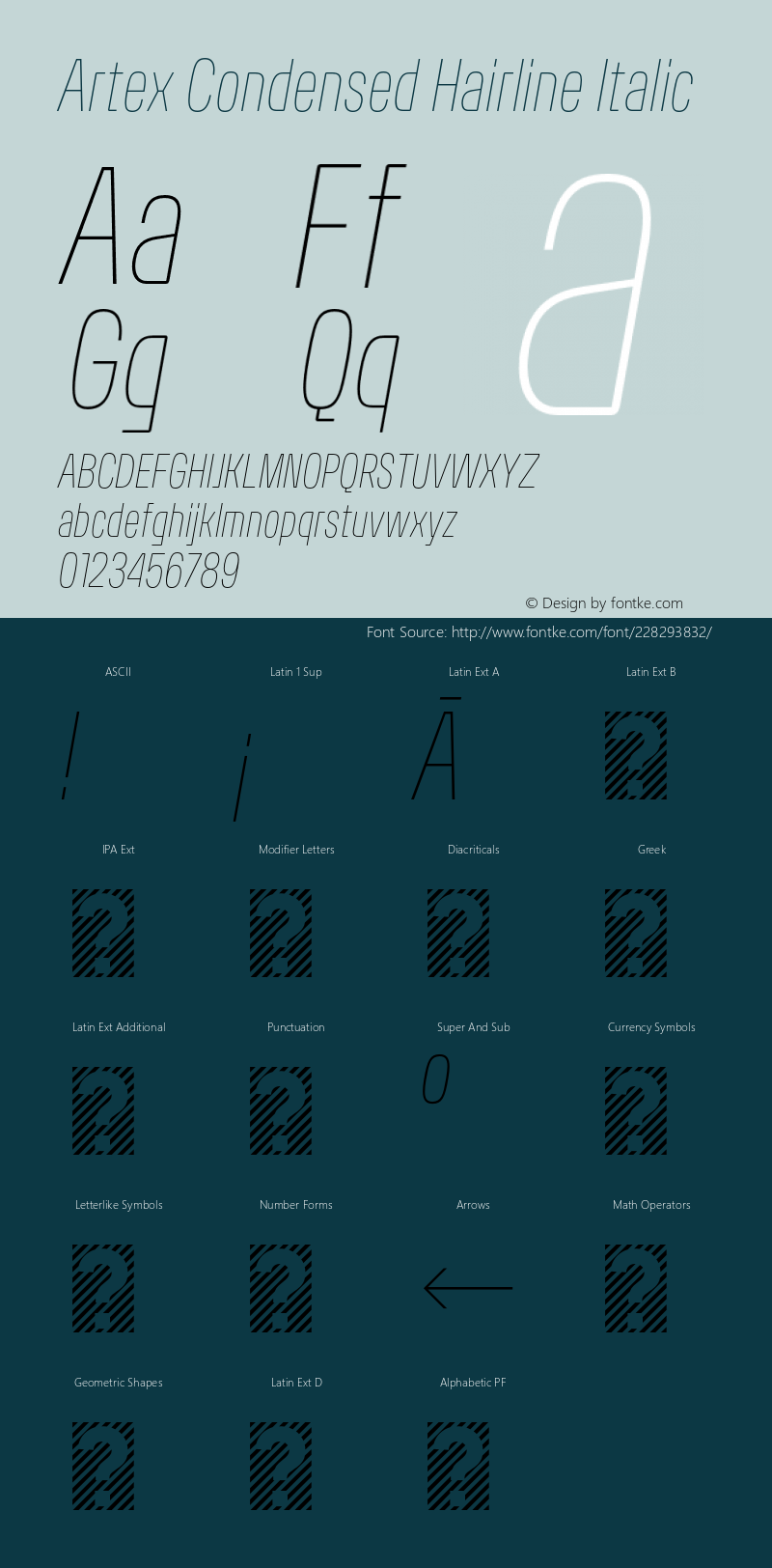 ArtexCondensed-HairlineItalic Version 1.005图片样张