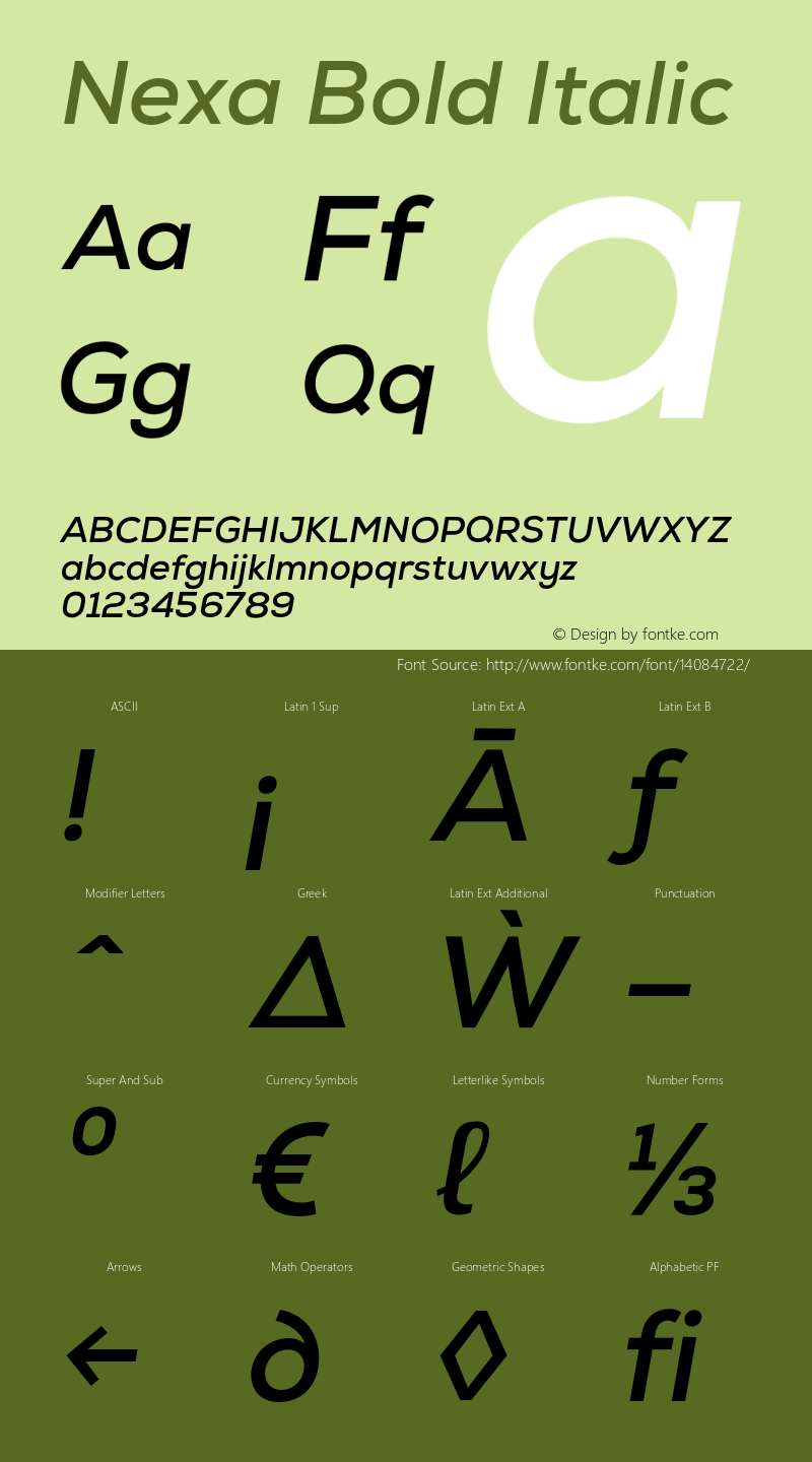 Nexa Bold Italic Version 001.001图片样张