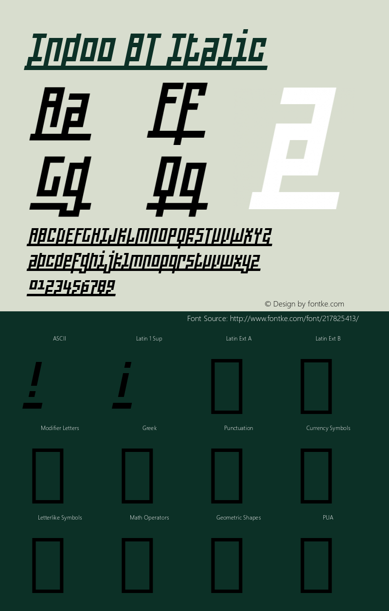 Indoo BT Italic Version 1.00图片样张