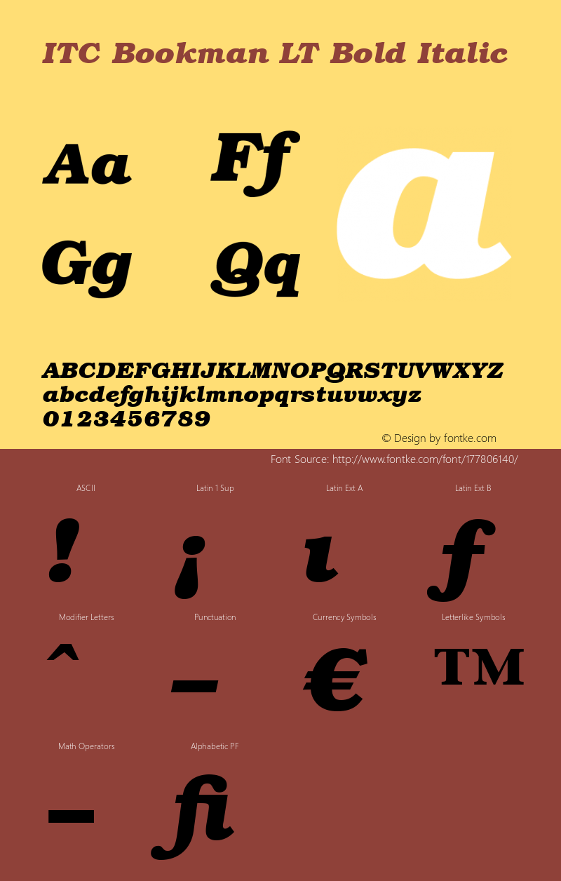 ITC Bookman LT Bold Italic 006.000图片样张