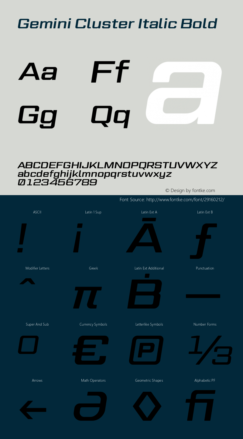 Gemini Cluster Italic Bold Version 1.000图片样张