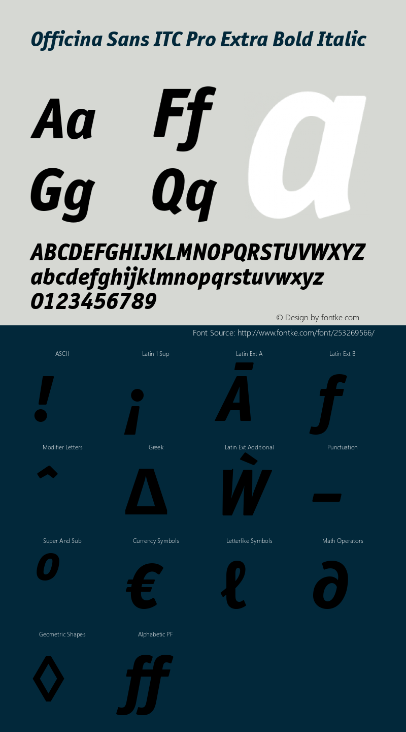 Officina Sans ITC Pro XBd It Version 2.00图片样张