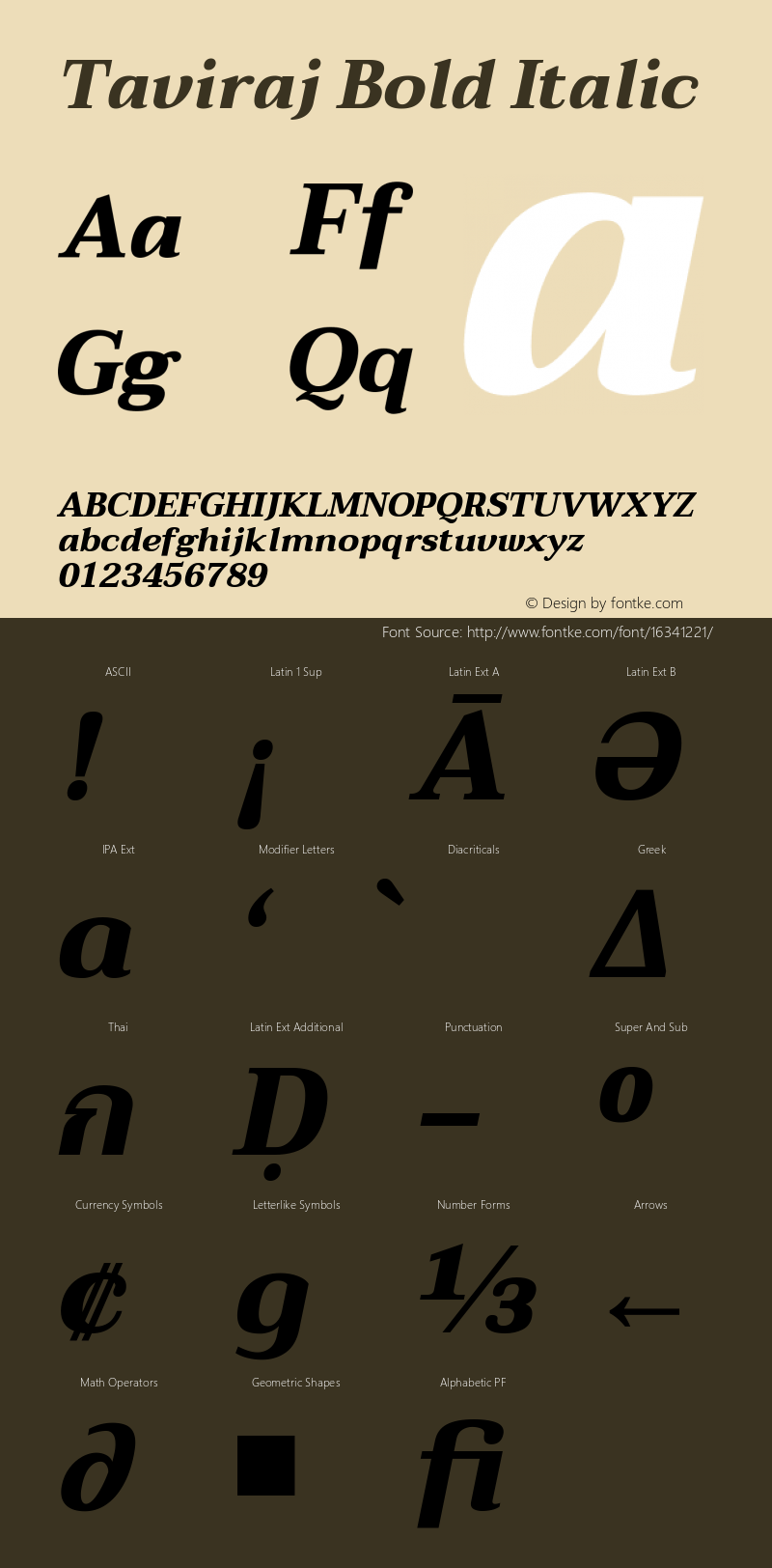 Taviraj Bold Italic Version 1.000图片样张