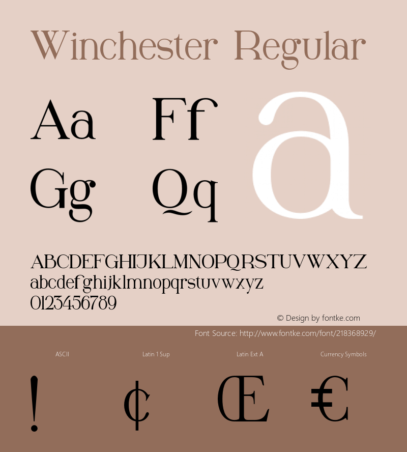 Winchester Version 1.00;March 18, 2020;FontCreator 12.0.0.2563 64-bit图片样张