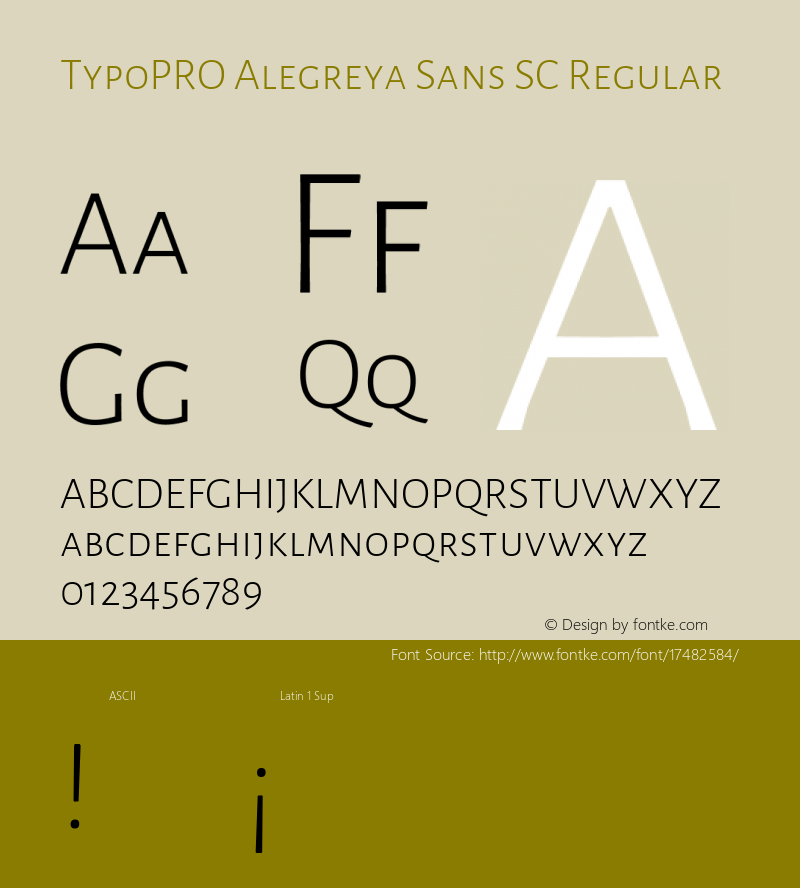 TypoPRO Alegreya Sans SC Regular Version 1.000;PS 001.000;hotconv 1.0.70;makeotf.lib2.5.58329 DEVELOPMENT图片样张