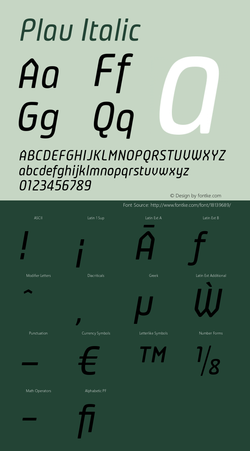 Plau Italic Version 2.001;PS 002.001;hotconv 1.0.70;makeotf.lib2.5.58329图片样张