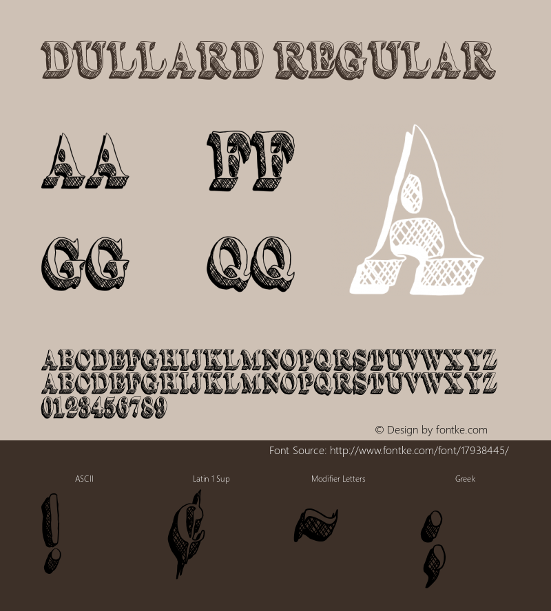 Dullard Regular Version 1.00 February 26, 2010, initial release图片样张