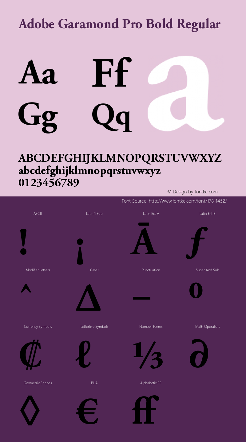 Adobe Garamond Pro Bold Regular OTF 1.007;PS 001.000;Core 1.0.30;makeotf.lib1.4.1030图片样张