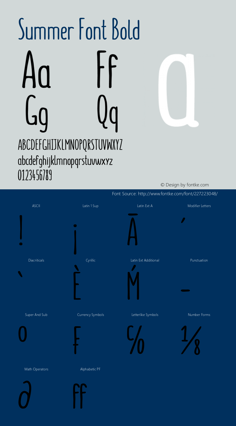 Summer Font Bold Version 1.10 May 28, 2015图片样张