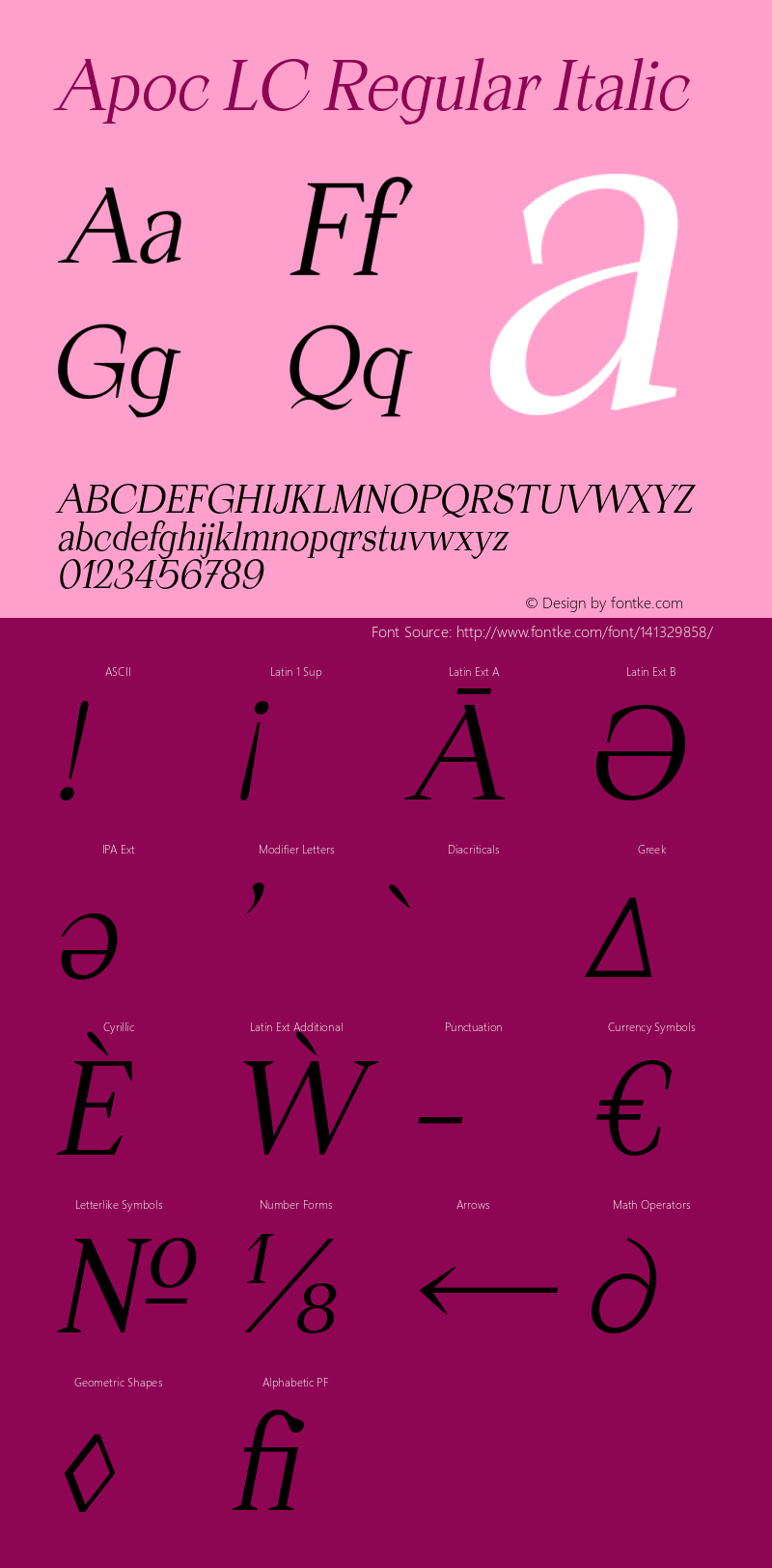 ApocLC-RegularItalic Version 1.000 | wf-rip DC20200805图片样张