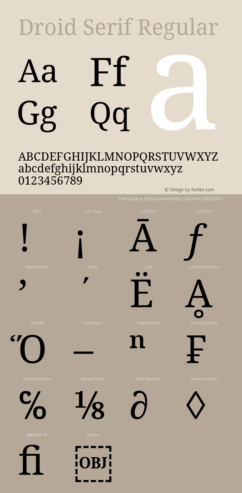 Droid Serif Regular Version 1.00 build 107图片样张