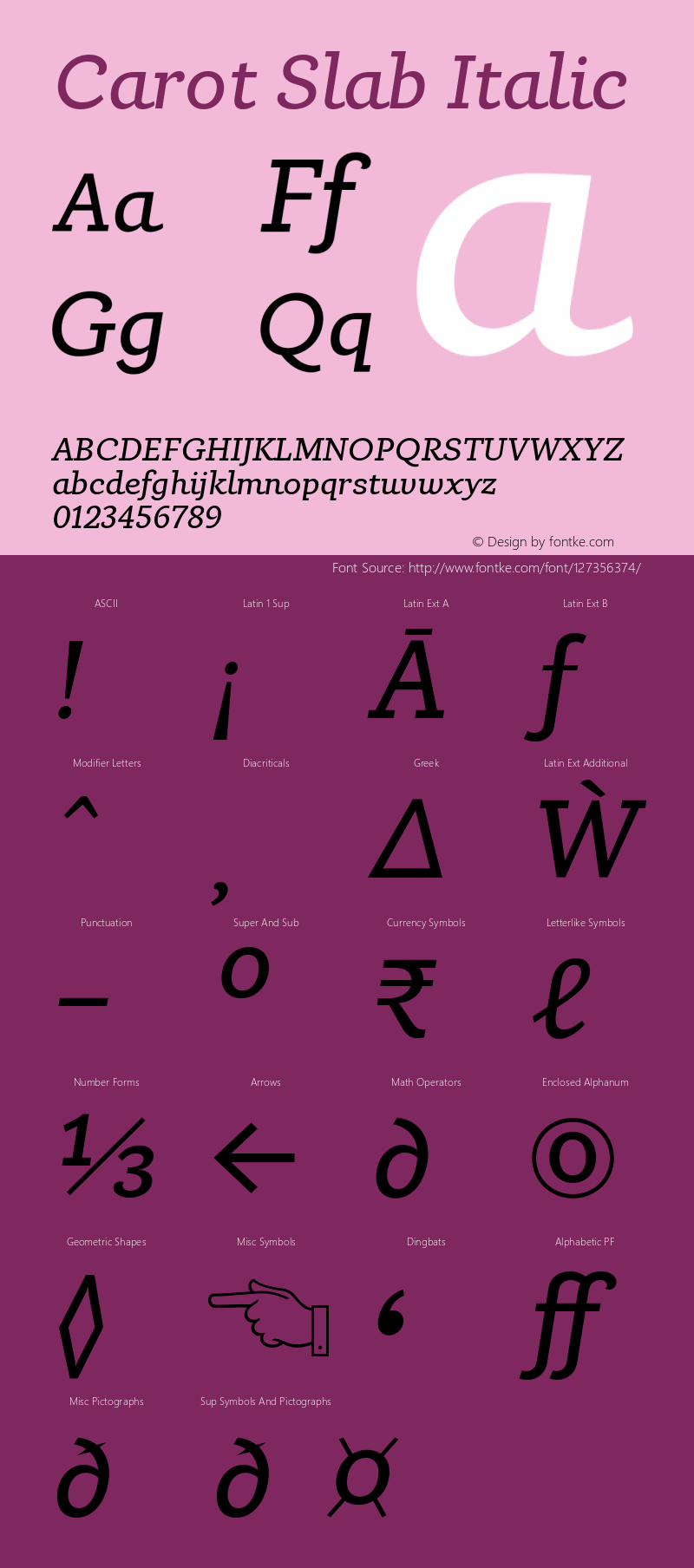 Carot Slab Italic Version 1.000图片样张