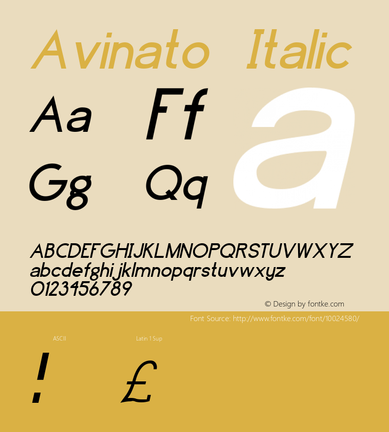 Avinato Italic Unknown图片样张