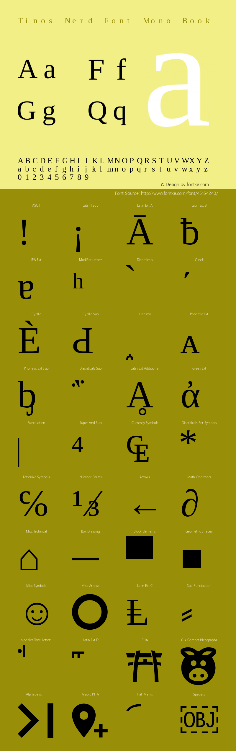 Tinos Nerd Font Complete Mono Version 1.23图片样张