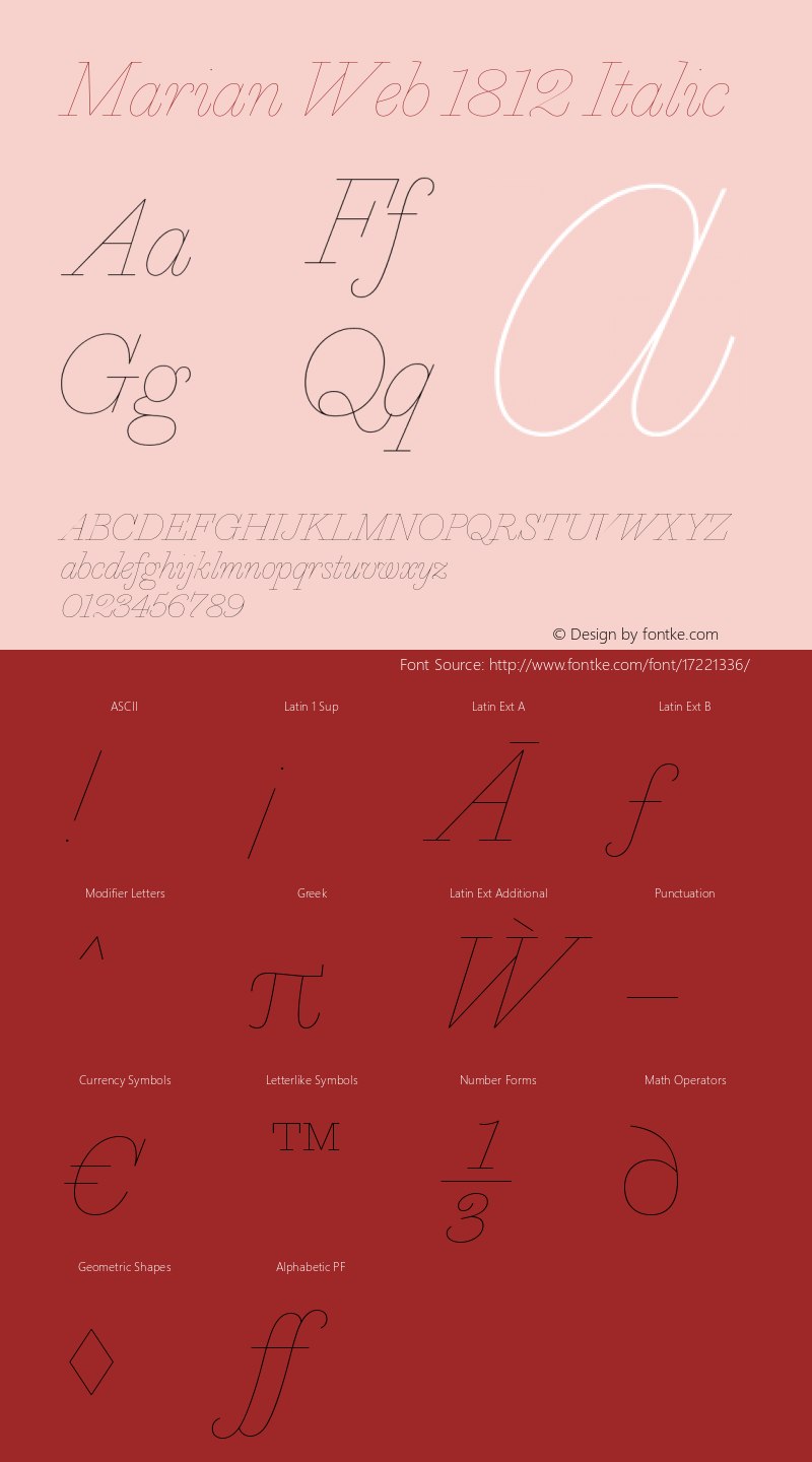 Marian Web 1812 Italic Version 1.1 2015图片样张