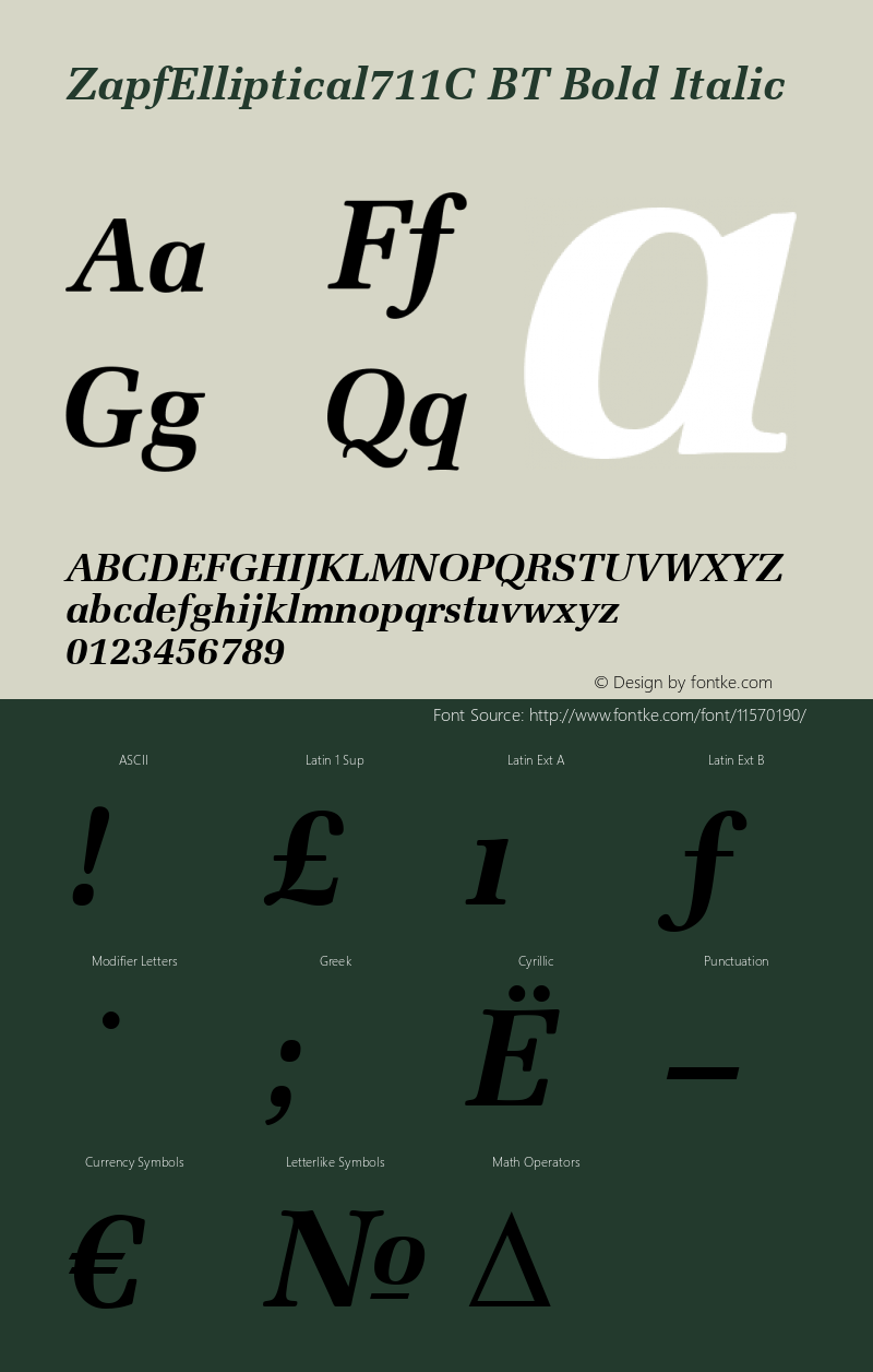 ZapfElliptical711C BT Bold Italic Version 001.000图片样张