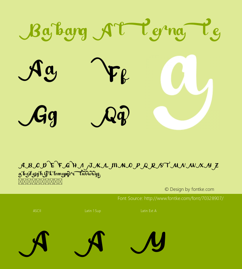 Babang Alternate Version 1.002;Fontself Maker 3.5.1图片样张