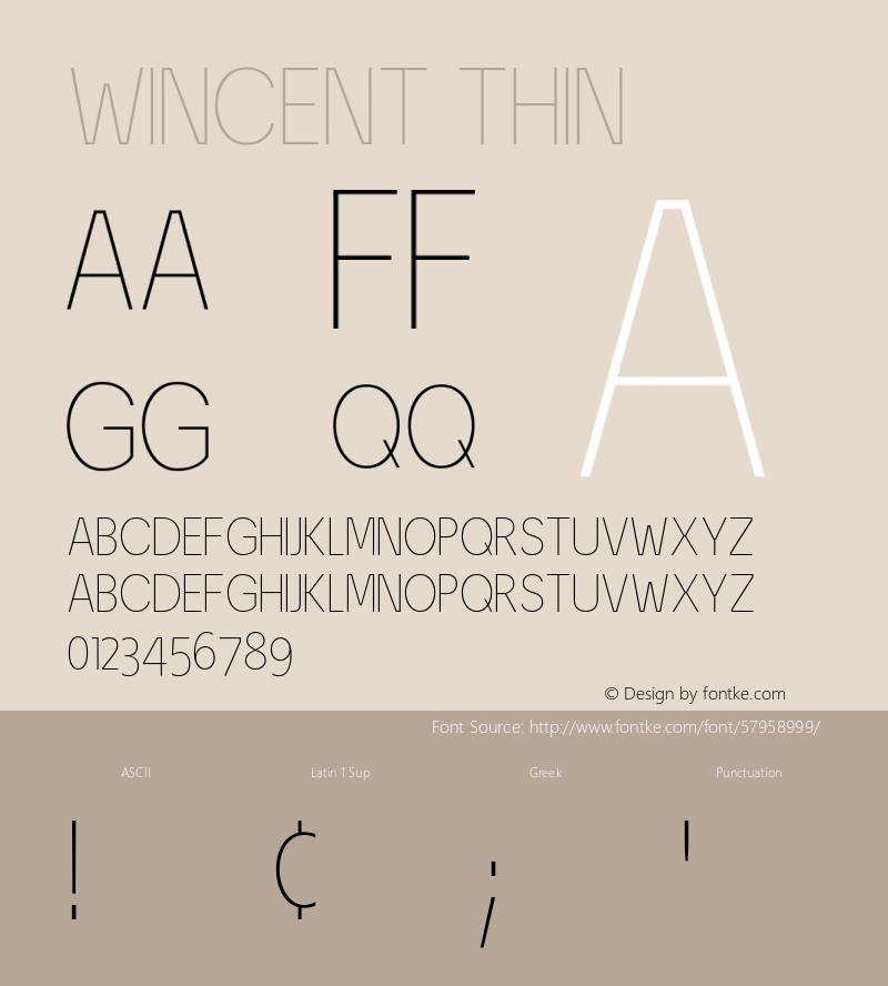 Wincent Thin Version 1.00;March 8, 2020;FontCreator 11.5.0.2422 64-bit图片样张