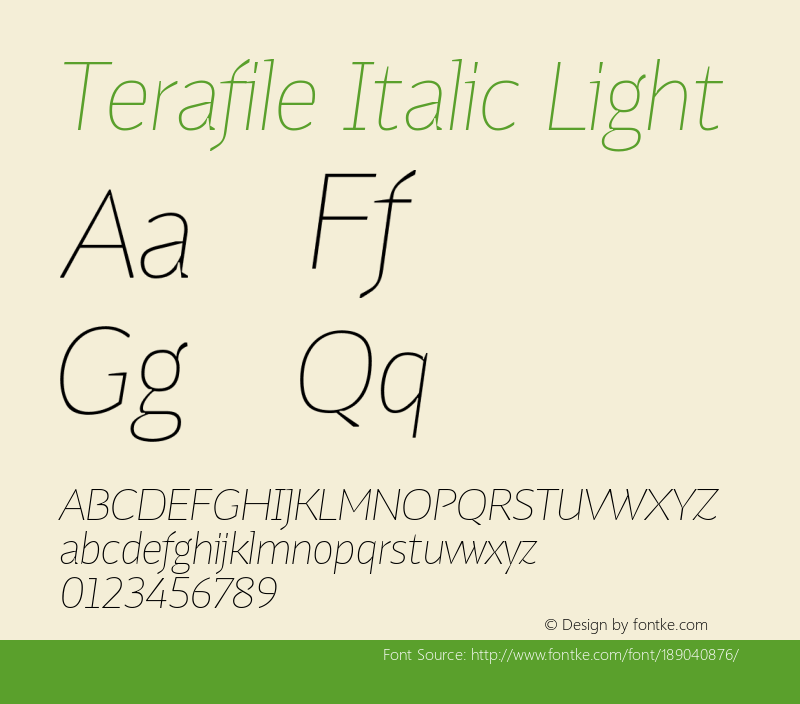 Terafile Italic Light Version 1.000图片样张