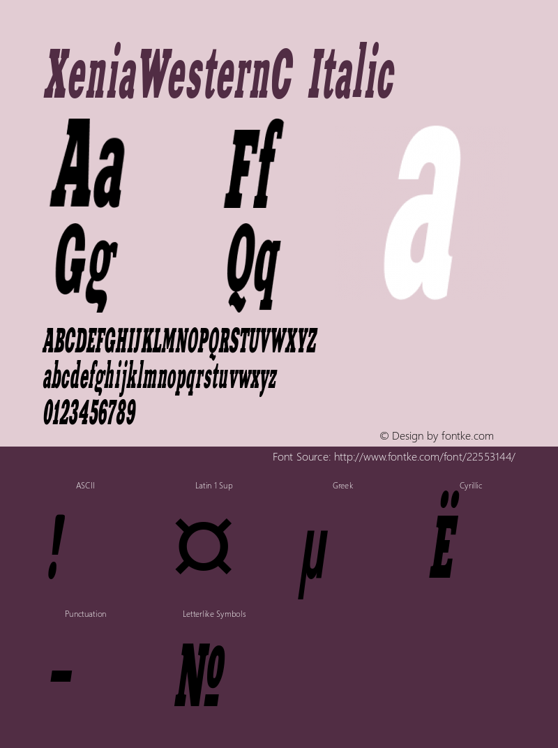 XeniaWesternC Italic Version 001.000图片样张