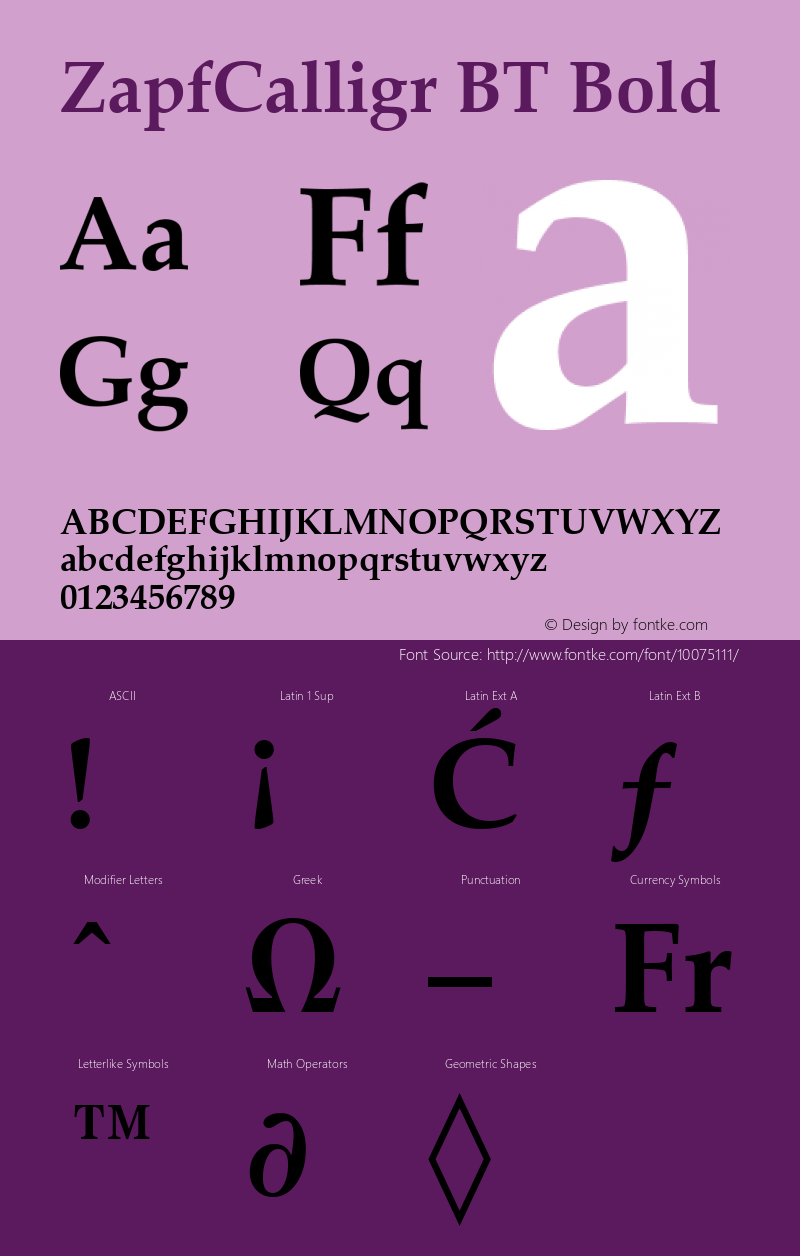 ZapfCalligr BT Bold mfgpctt-v4.4 Dec 14 1998图片样张