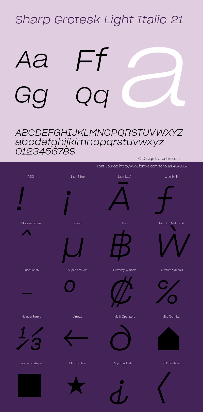 Sharp Grotesk Light Italic 21 Version 1.003图片样张