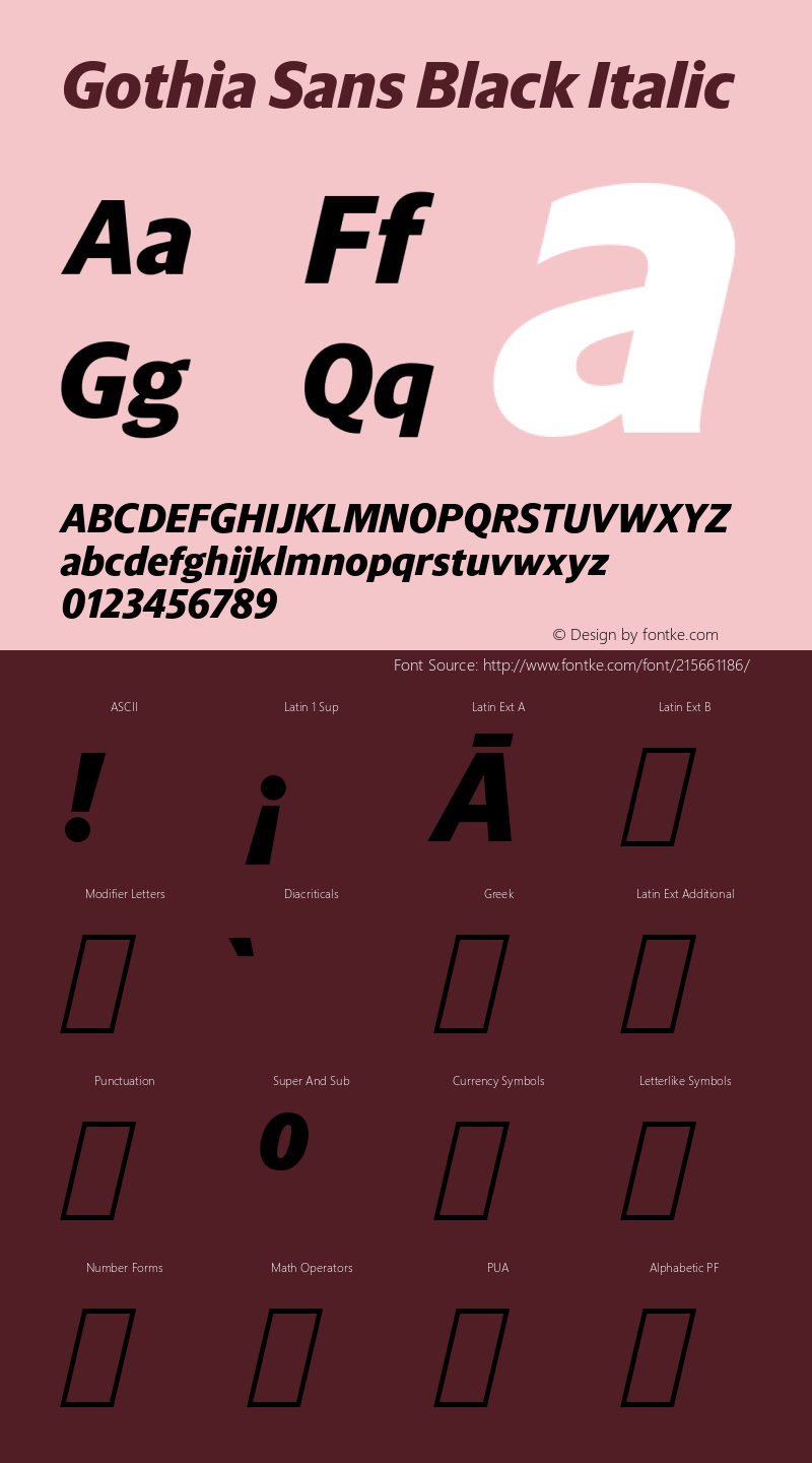 GothiaSans-BlackItalic Version 1.000 | wf-rip DC20190825图片样张