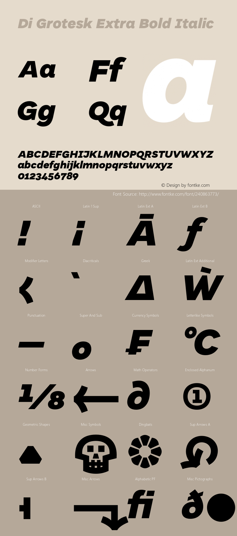 Di Grotesk Extra Bold Italic Version 1.001;PS 001.001;hotconv 1.0.88;makeotf.lib2.5.64775图片样张