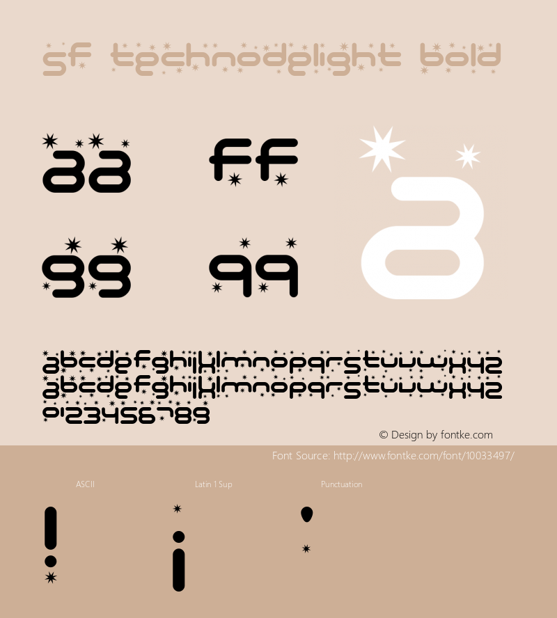 SF Technodelight Bold ver 1.0; 1999. Freeware for non-commercial use.图片样张