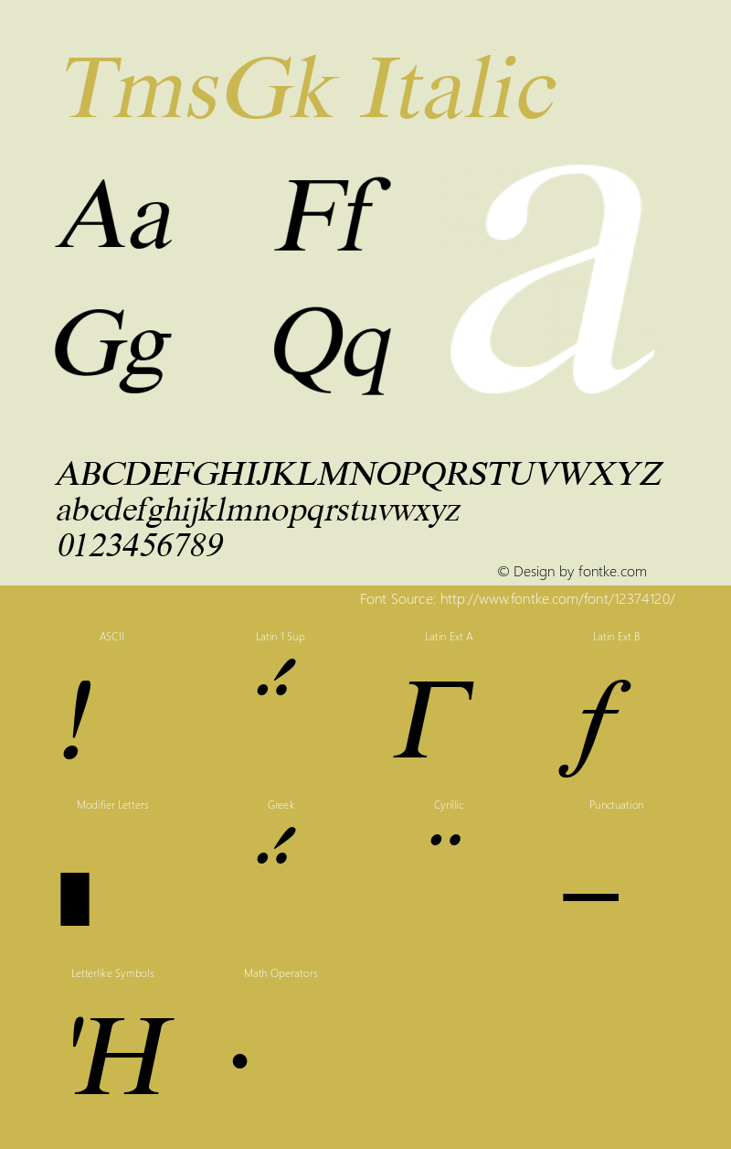 TmsGk Italic Version 1.02图片样张