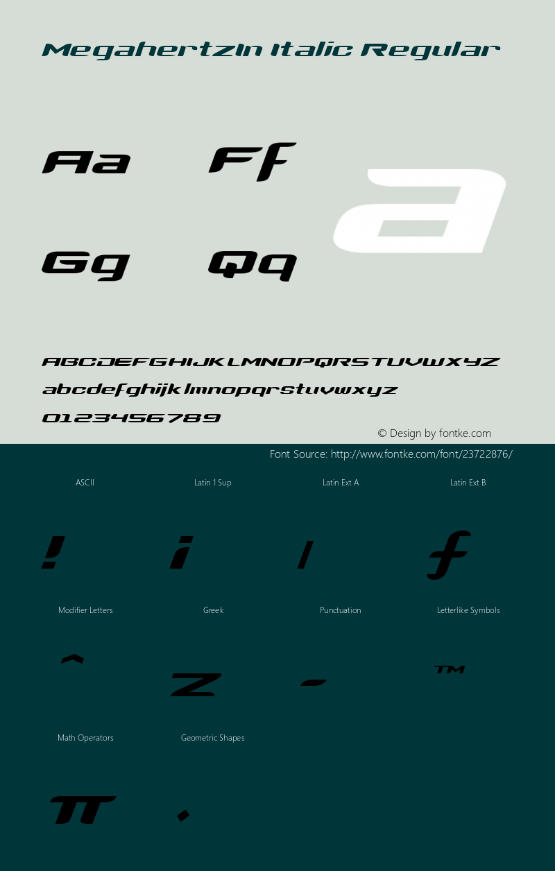 MegahertzIn Italic Macromedia Fontographer 4.1.5 6/20/02图片样张