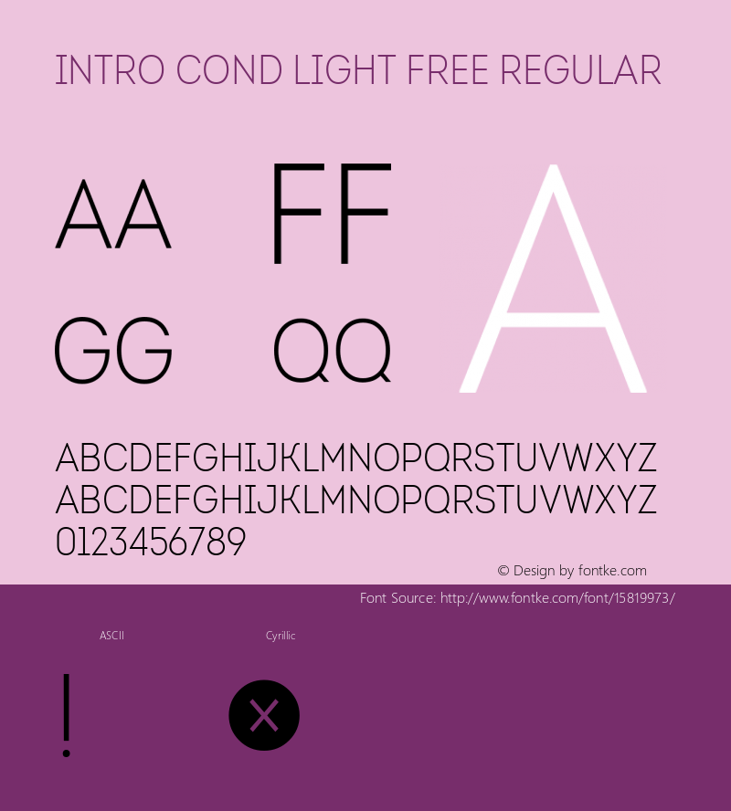 Intro Cond Light Free Regular Version 001.000; ttfautohint (v1.4.1)图片样张