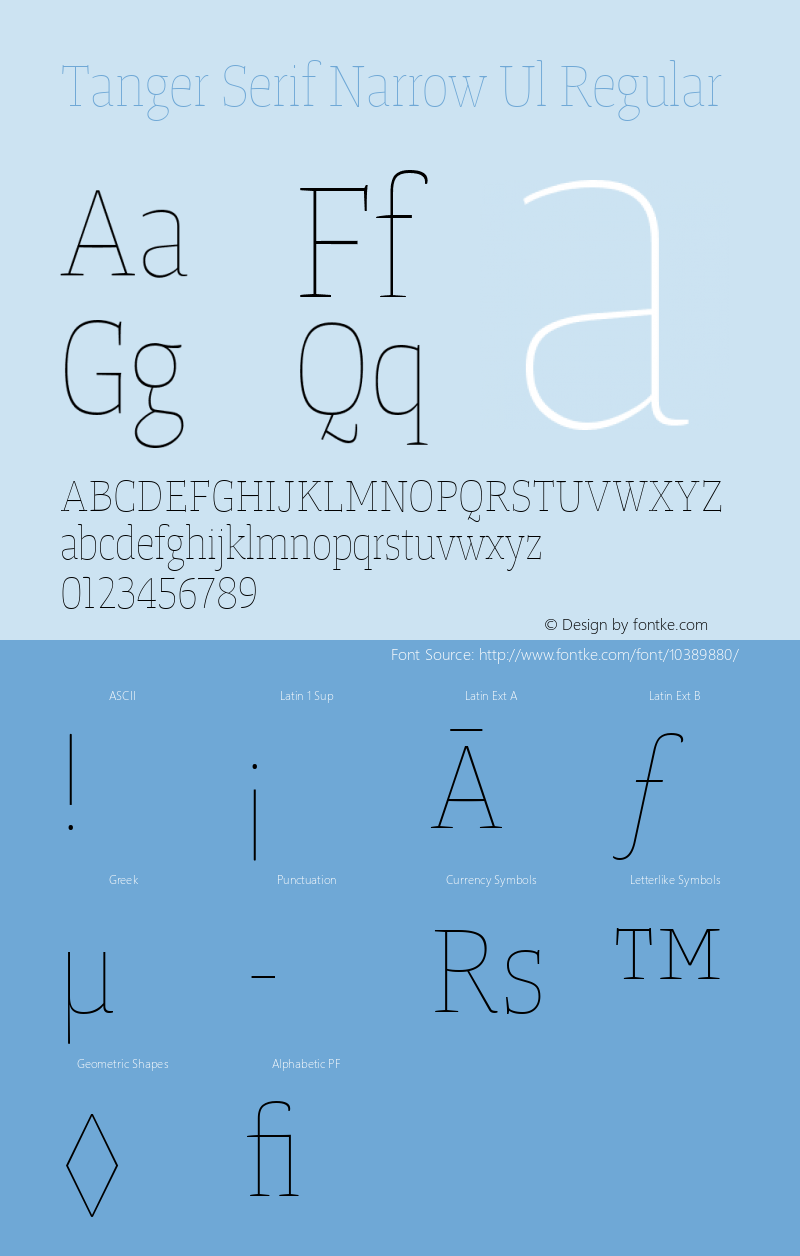 Tanger Serif Narrow Ul Regular Version 0.003图片样张