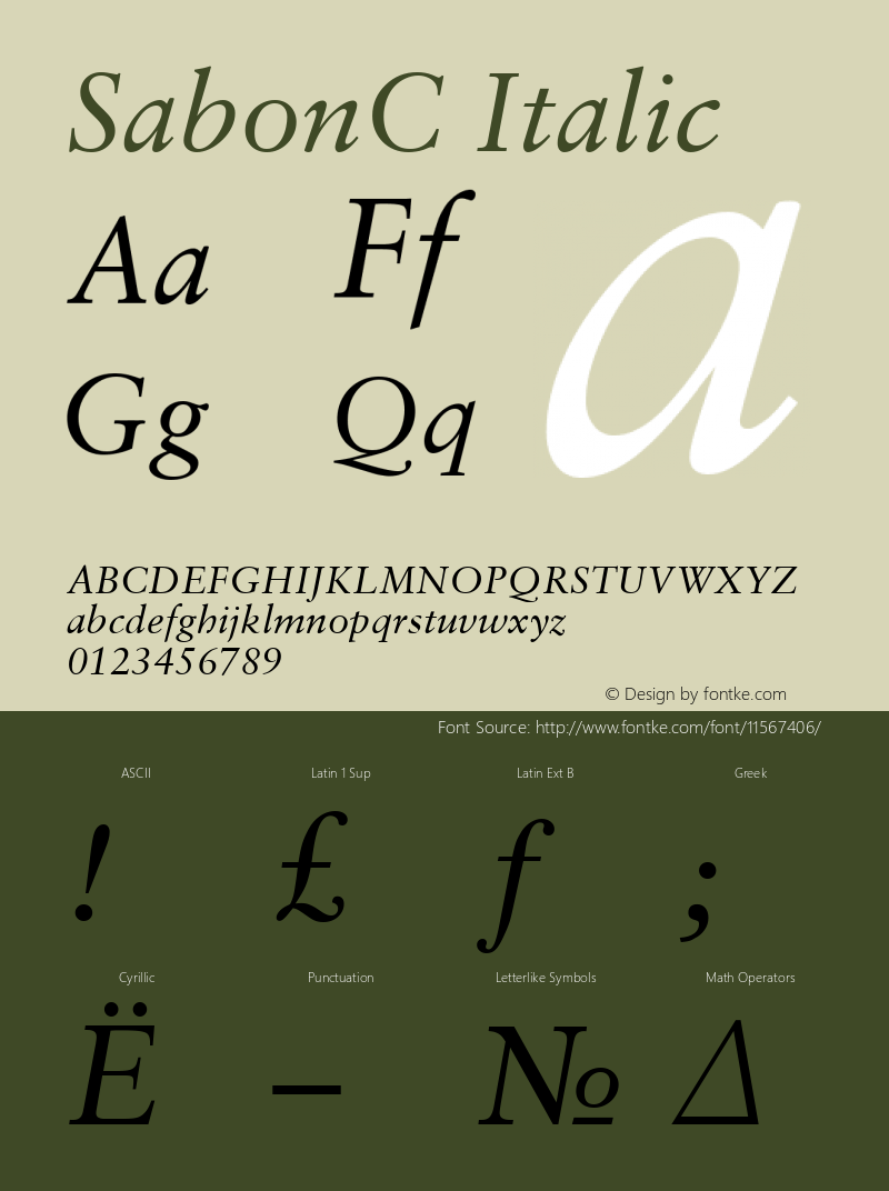 SabonC Italic Version 001.000图片样张