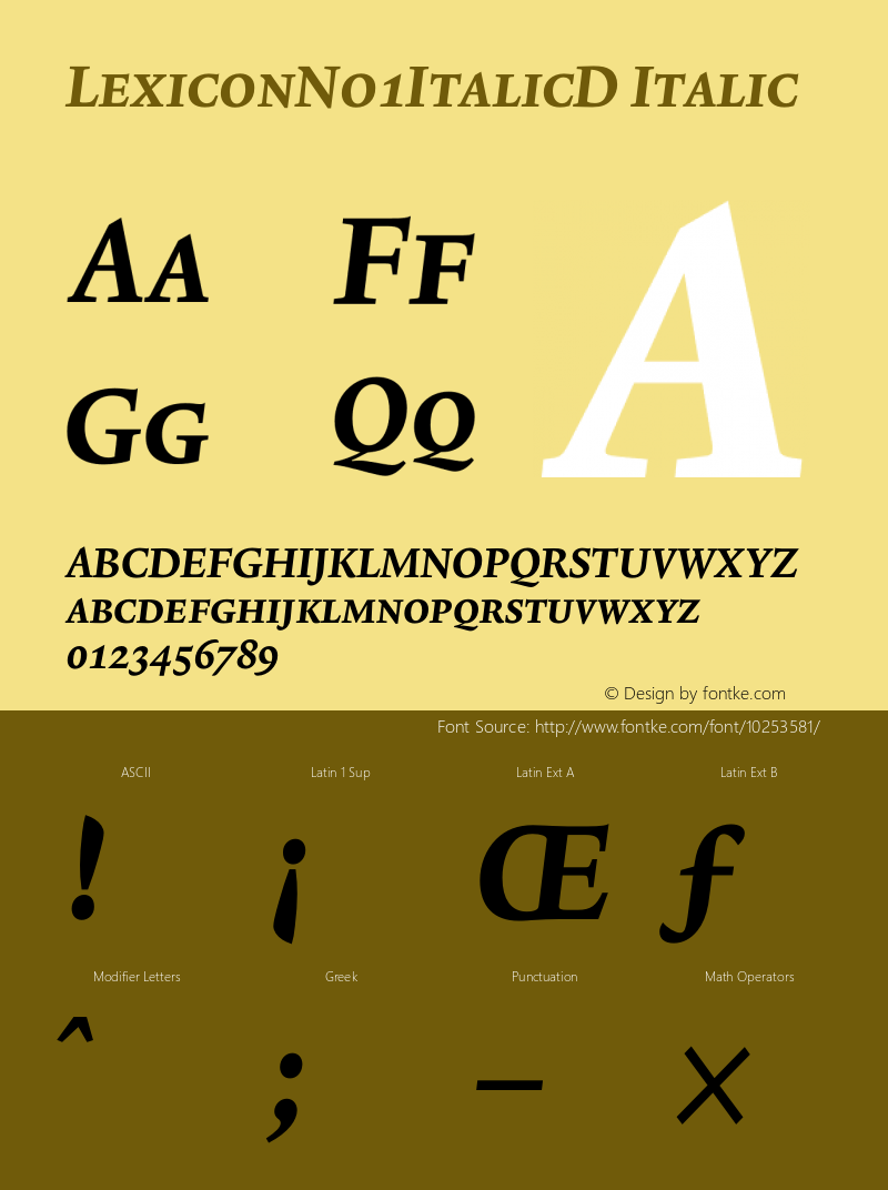 LexiconNo1ItalicD Italic 001.000图片样张