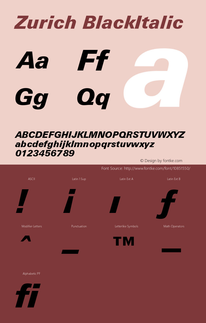 Zurich BlackItalic Version 003.001图片样张