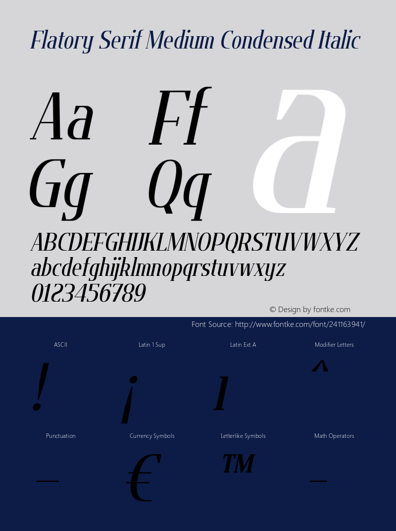 Flatory Serif Medium Condensed Italic Version 1.00图片样张