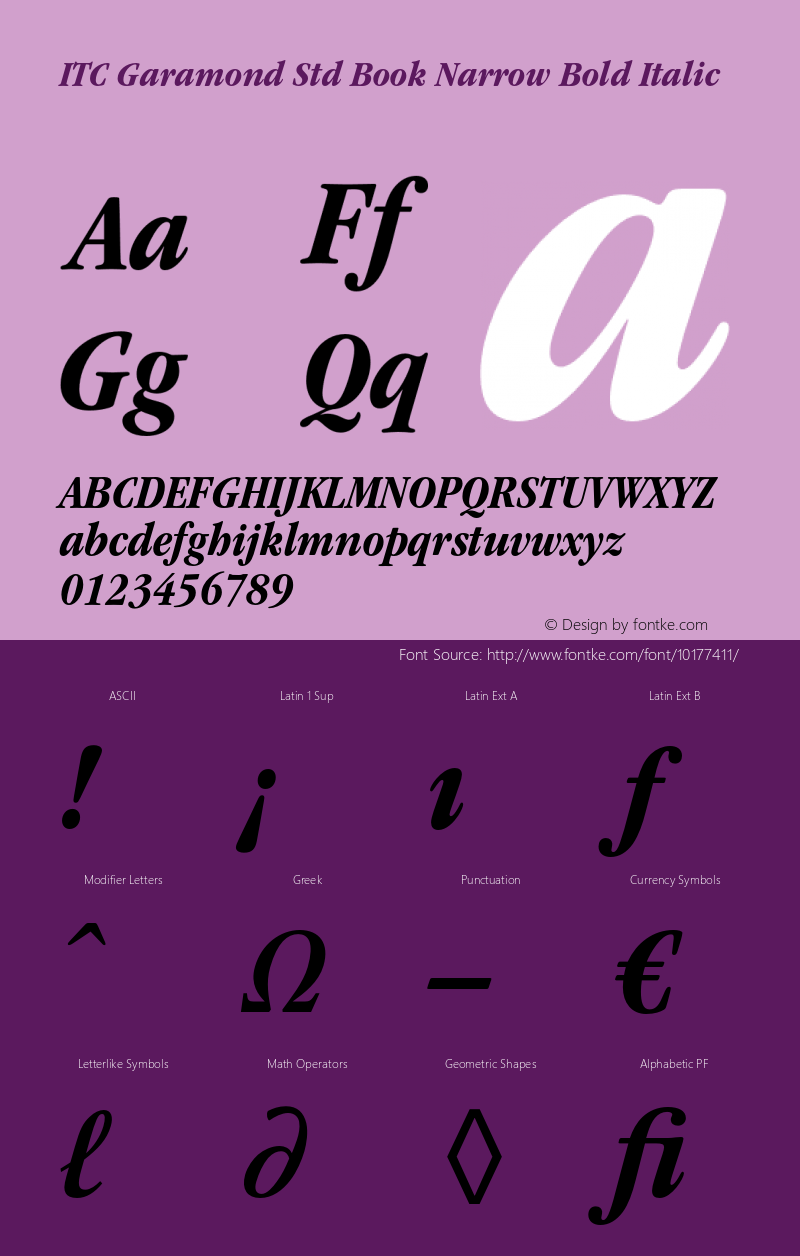 ITC Garamond Std Book Narrow Bold Italic OTF 1.018;PS 001.000;Core 1.0.31;makeotf.lib1.4.1585图片样张