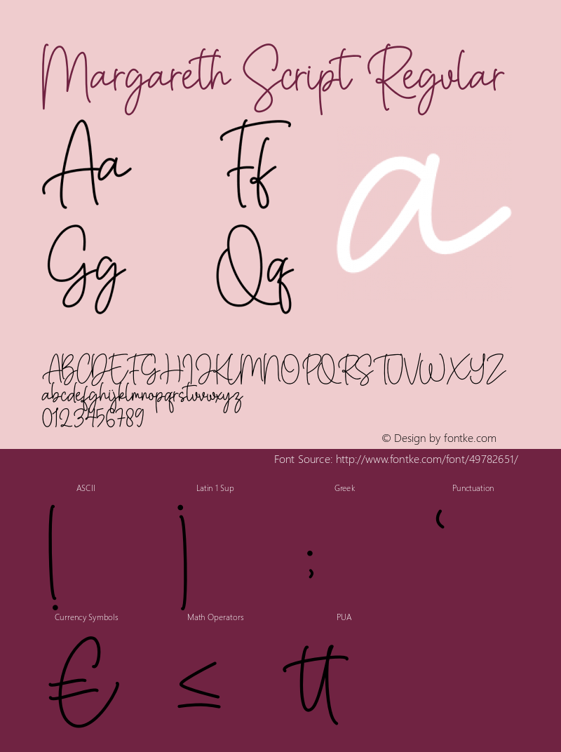 Margareth Script Version 1.00;December 22, 2019;FontCreator 11.5.0.2430 32-bit图片样张